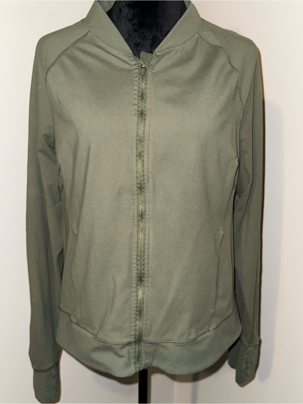 Yogalicious Olive full-zip athletic track jacket